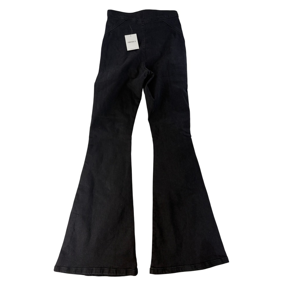 Forever 21 Flare Jeans Women Small High Rise Seam Detail BlackPull On Retro NWT